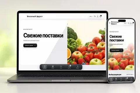 Магазин Fresh на ноутбуке и смартфоне